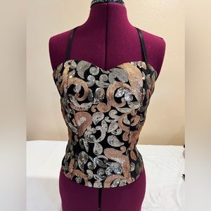 Sequin embroidered Bustier Top